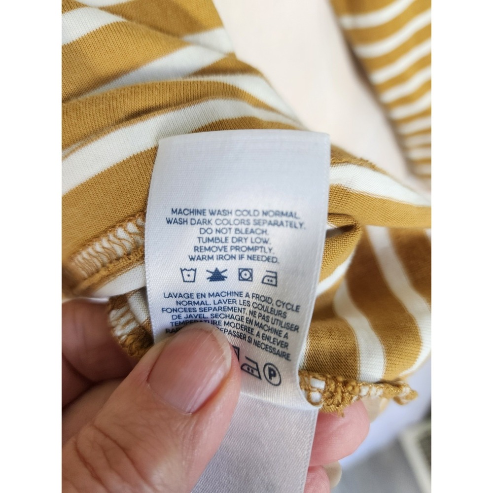 Lands End Womens XXL Yellow White Striped Cotton Top Preppy Coastal Minimalist - Picture 5 of 7